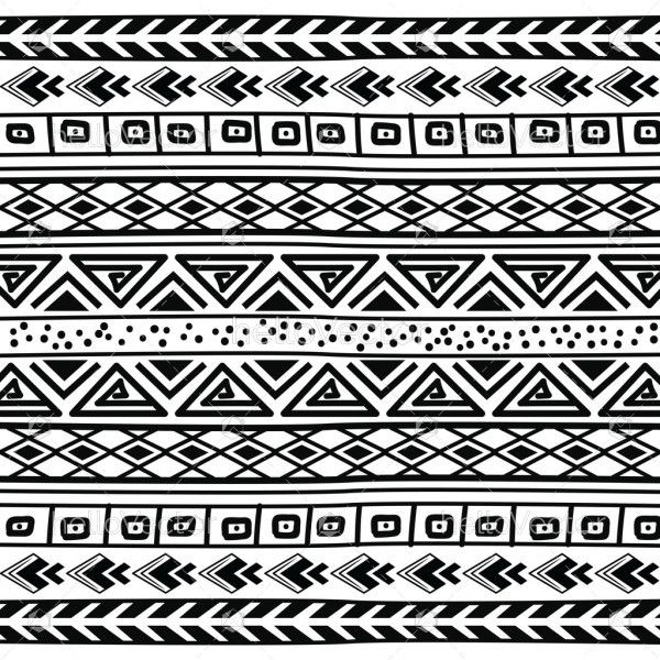Tribal seamless black and white vector pattern