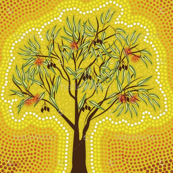 Aboriginal Dot Artwork With Gumtree