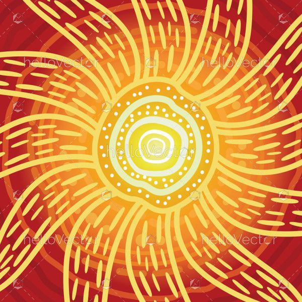 Sun art in aboriginal style - Illustration