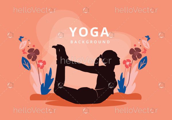 Silhouette of woman doing yoga on a abstract background