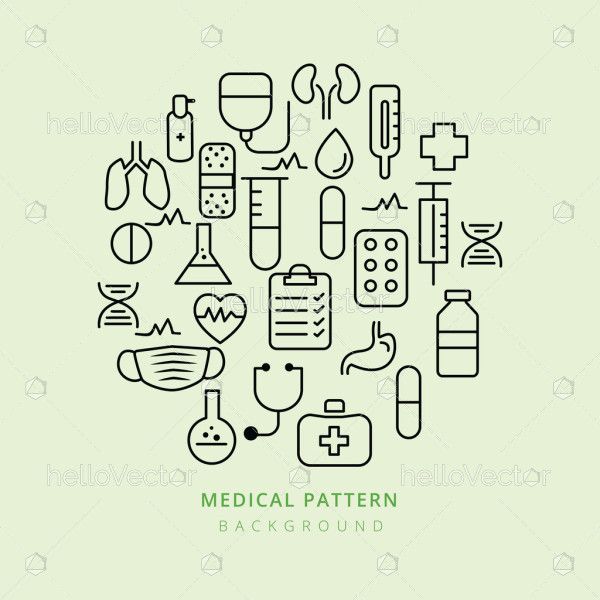 Medical line icons background - Vector