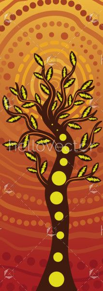 Aboriginal dot tree vector artwork