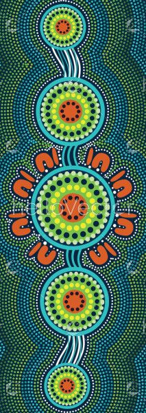 Green aboriginal dot artwork, connection concept