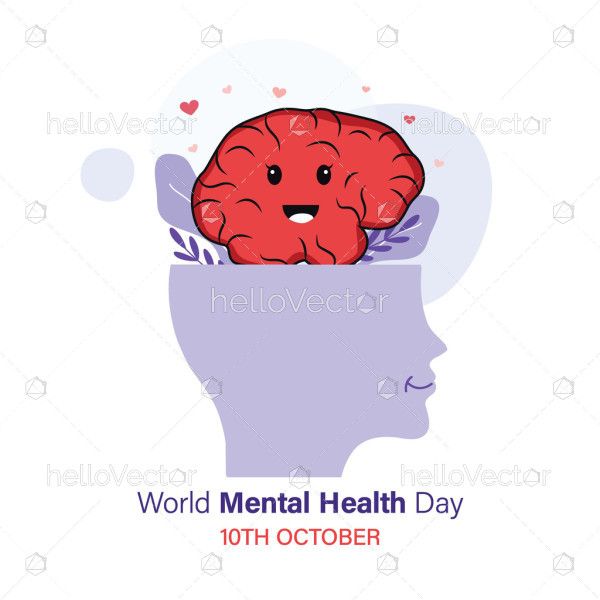 World Mental Health Day Concept Flat Illustration