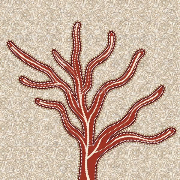 Aboriginal style of tree dot painting - Illustration