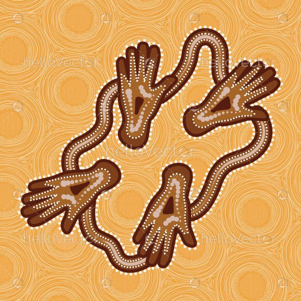 Friendship and unity concept aboriginal dot painting - Vector