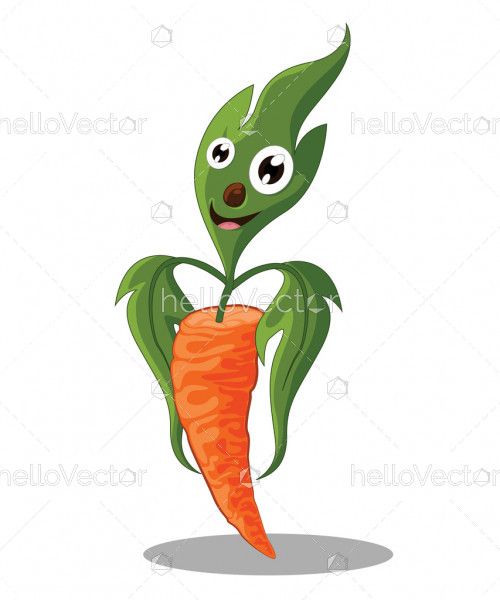 Carrot cartoon, Cute vegetable isolated on white background - Vector illustration