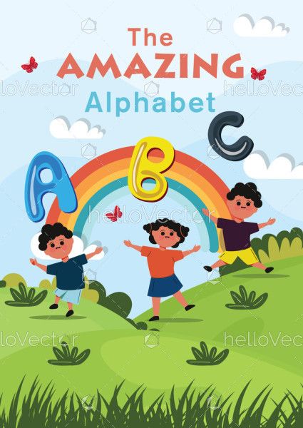 Alphabet Kids Book Cover - Vector Illustration