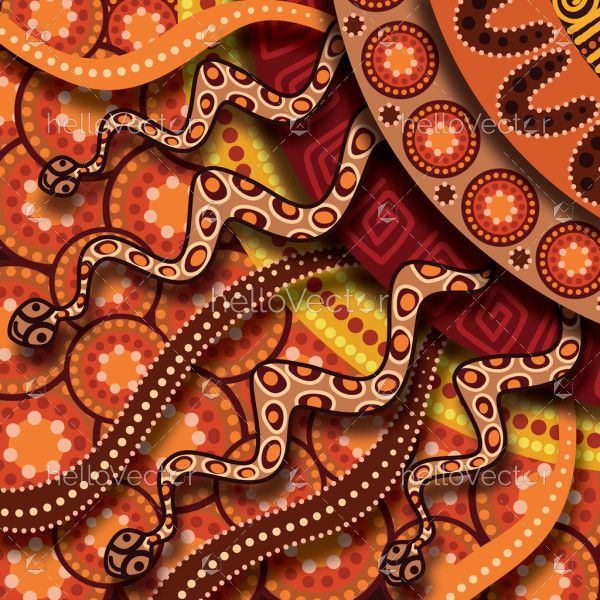 Snake Aboriginal Painting Illustration