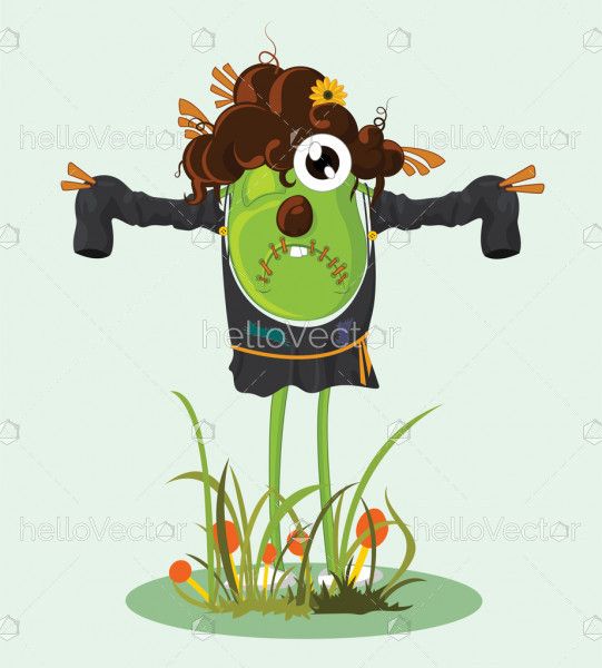 Cartoon scarecrow character - Vector illustration