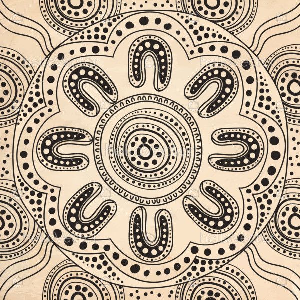 Grey aboriginal dot art illustration