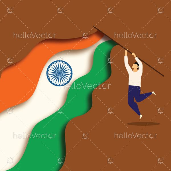 Man holding Indian Flag , Illustration for Republic Day