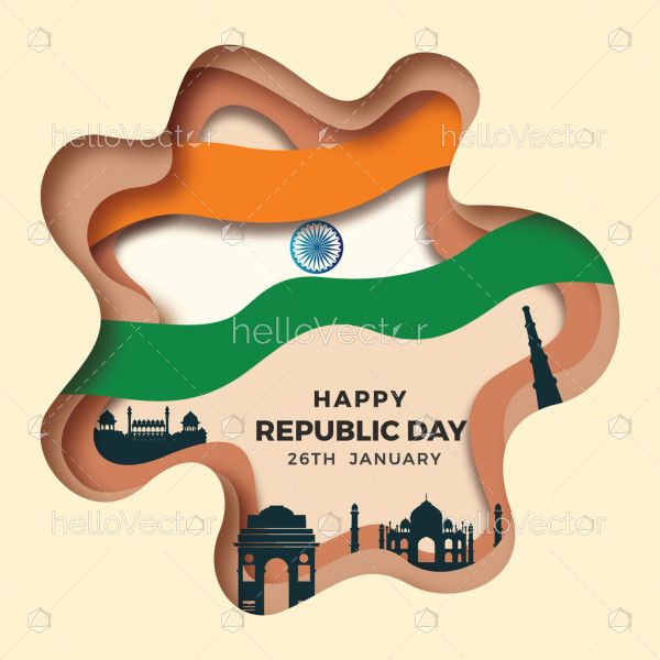 Paper cut illustration for republic day