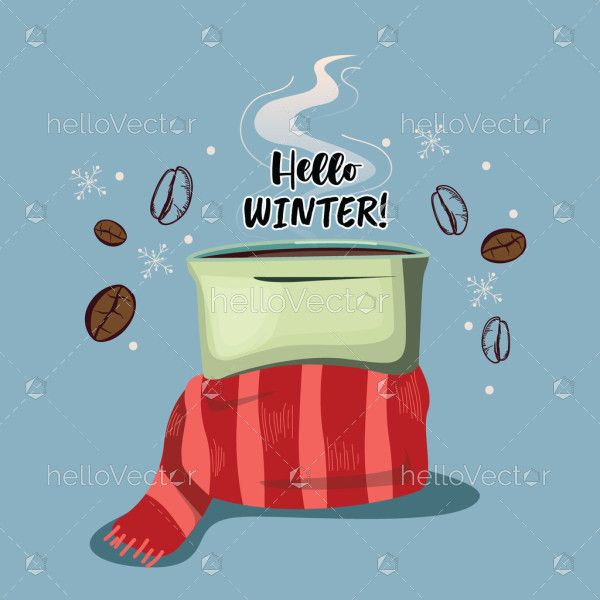 Vector coffee graphic design for winter banner