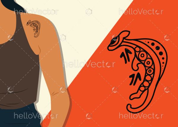 Aboriginal style kangaroo tattoo design illustration