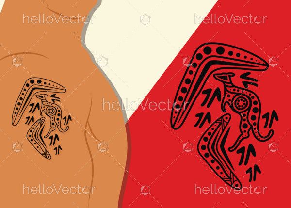 Aboriginal kangaroo tattoo design illustration