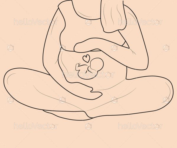 Pregnant woman vector line drawing