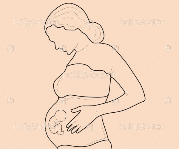 Pregnant woman line drawing illustration