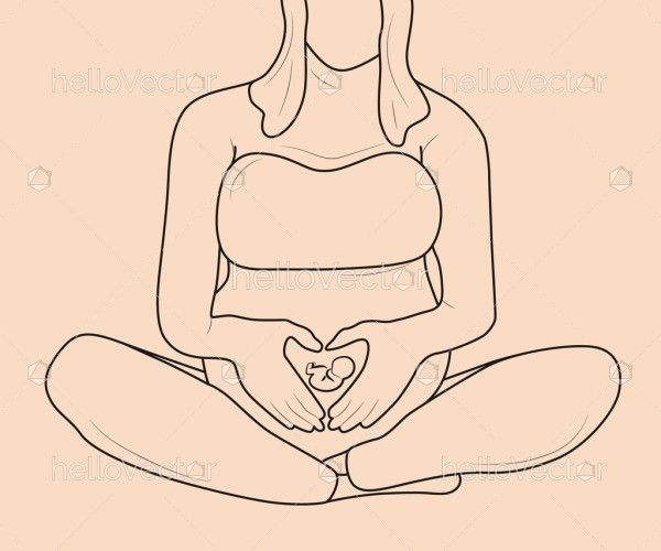 Vector pregnant woman line drawing