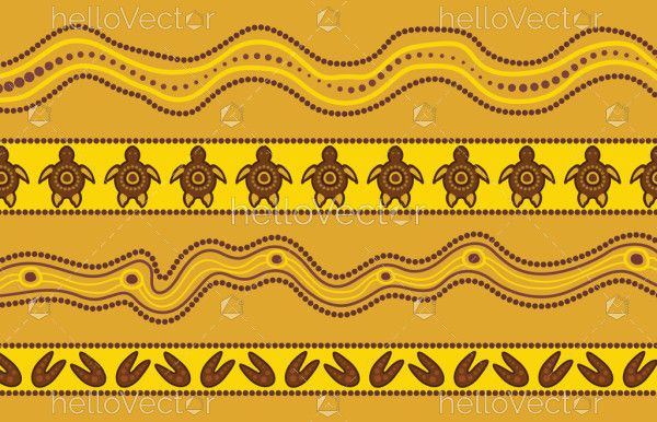 Simple aboriginal design on yellow background