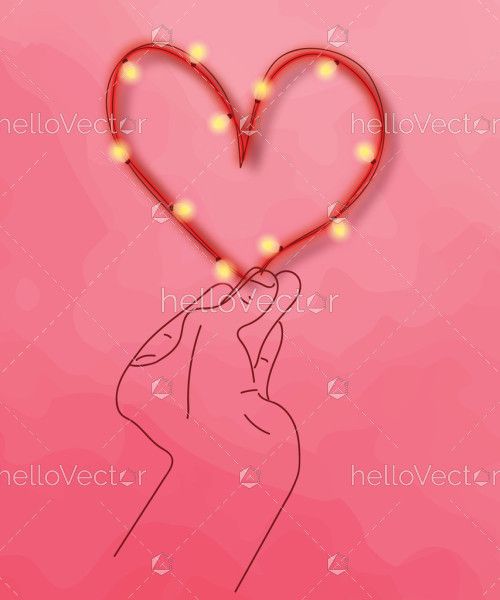 Hand holding heart background for Valentine's day