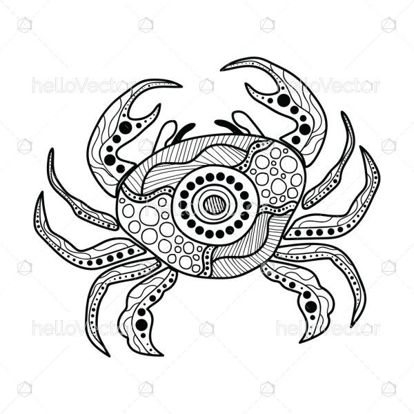 Crab drawing in aboriginal art style - Vector illustration
