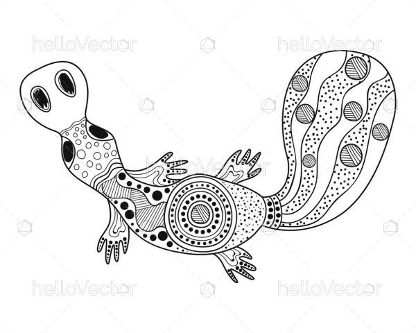 Platypus drawing in aboriginal art style - Vector illustration