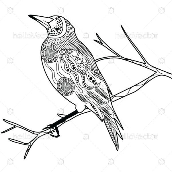 Magpie drawing in aboriginal art style - Vector illustration