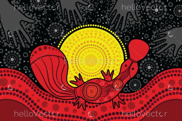 Aboriginal style platypus painting illustration