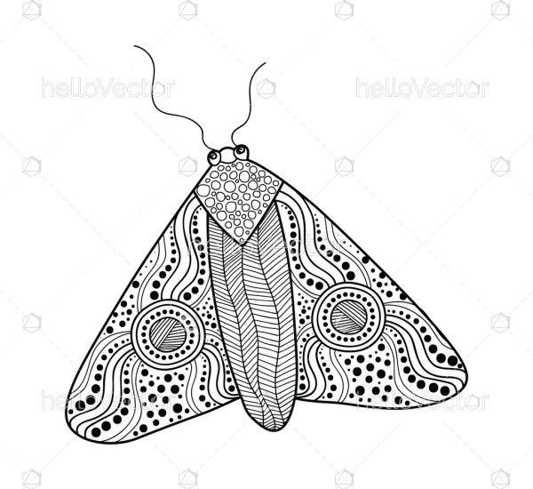 Bogong Moths drawing in aboriginal art style - Vector illustration