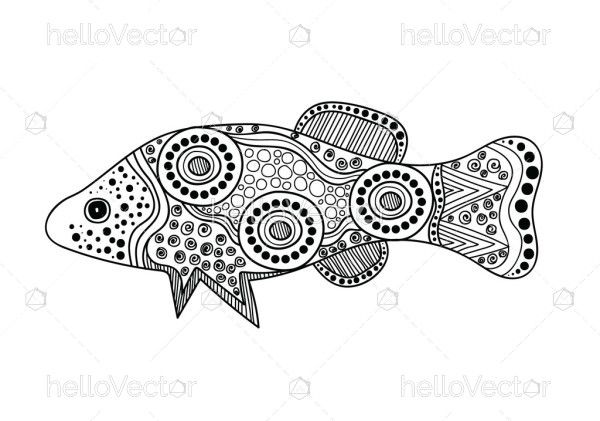 Fish drawing in aboriginal art style - Vector illustration