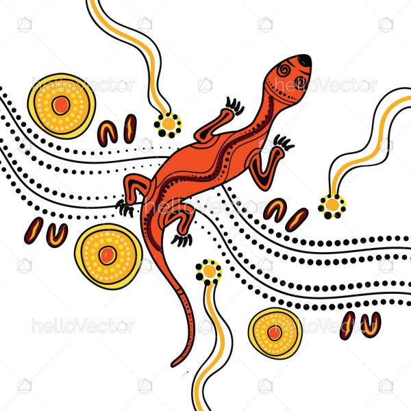 Aboriginal lizard art for children - Illustration