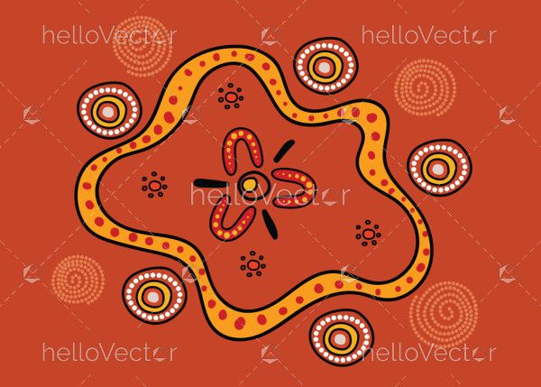 Simple aboriginal dot art illustration