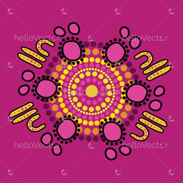 Pink aboriginal dot artwork illustration