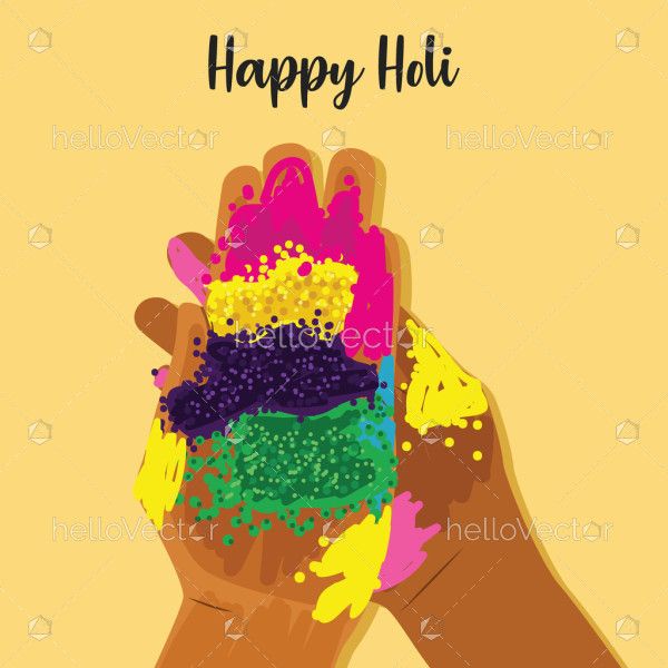 Colours in hand, Happy Holi vector background