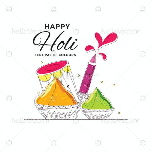 Hand drawn colorful Holi - Illustration