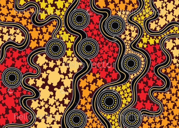 Aboriginal art vector turtle background
