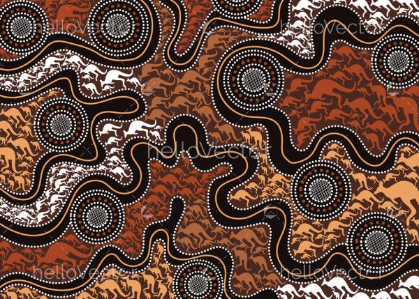 Aboriginal art vector kangaroo background