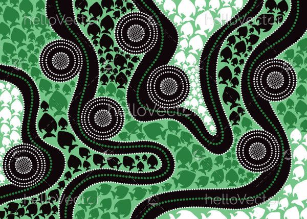 Aboriginal art vector fish background