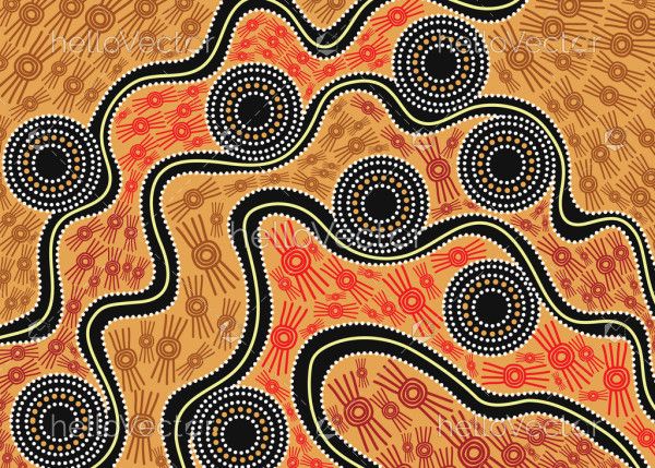 Aboriginal art vector meeting place background