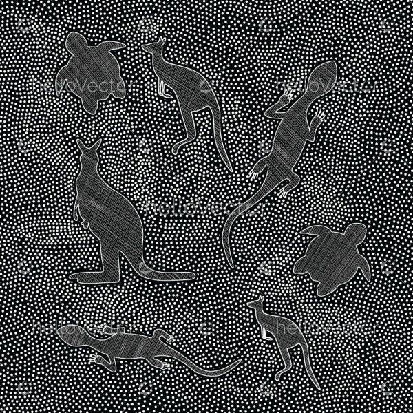 Back and white dot aboriginal animal background