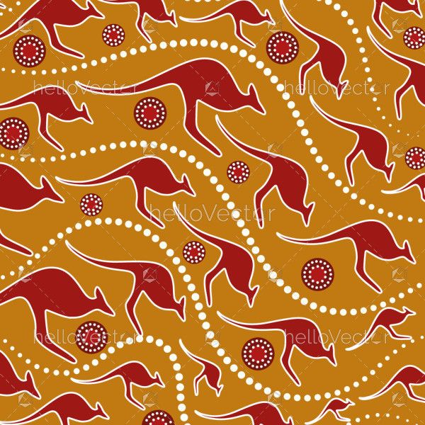 Aboriginal kangaroo pattern background - Vector