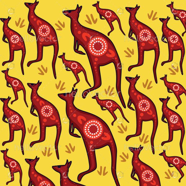 Aboriginal kangaroo pattern background illustration