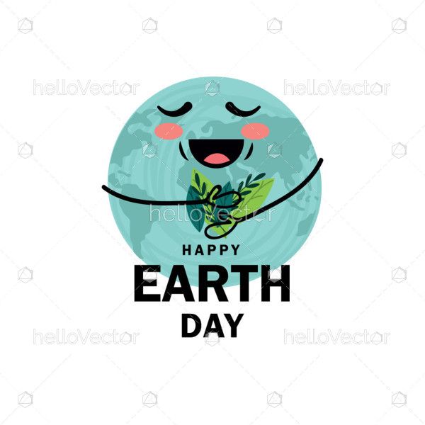 Cute earth illustration for happy earth day