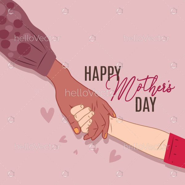 Mother holding hand of her child clipart