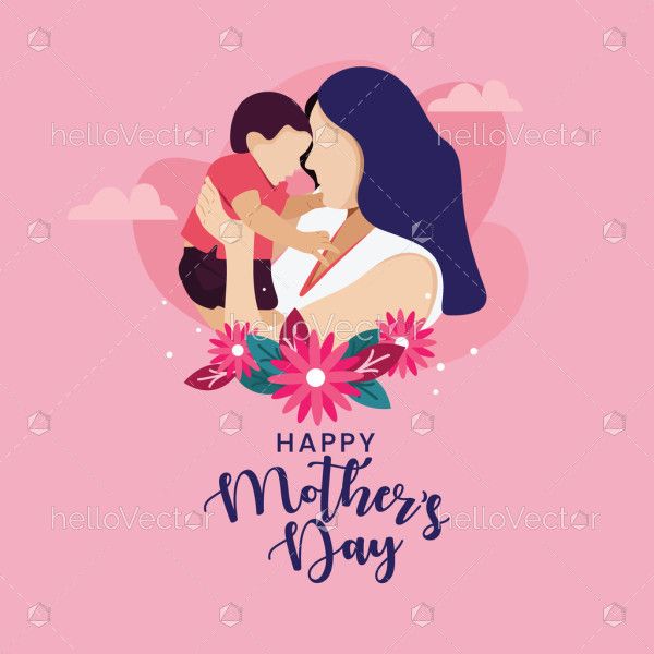 Mom and child Mother's Day picture - Illustration
