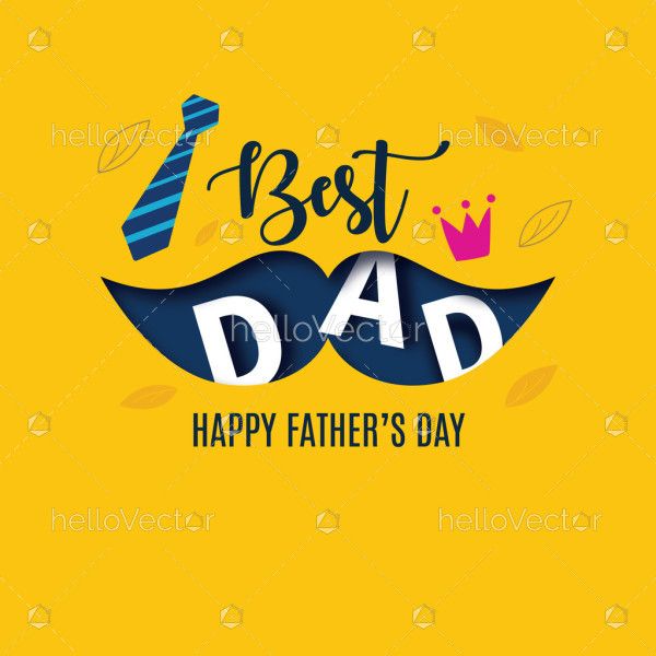 Best dad illustration for fathers day on yellow background