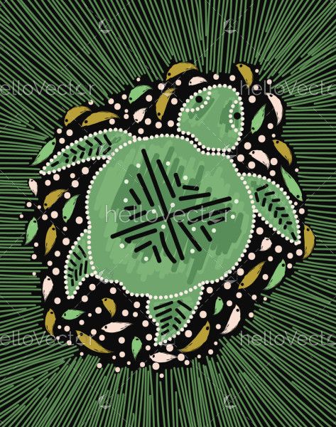Turtle in traditional Aboriginal art - Illustration
