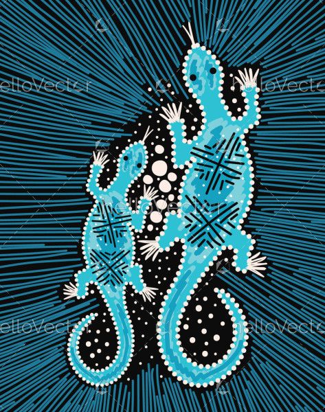 Lizard in Australian Indigenous art illustration