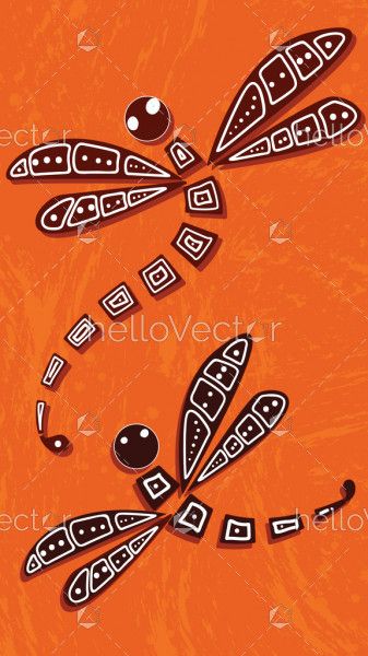 Dragonfly aboriginal art vector painting